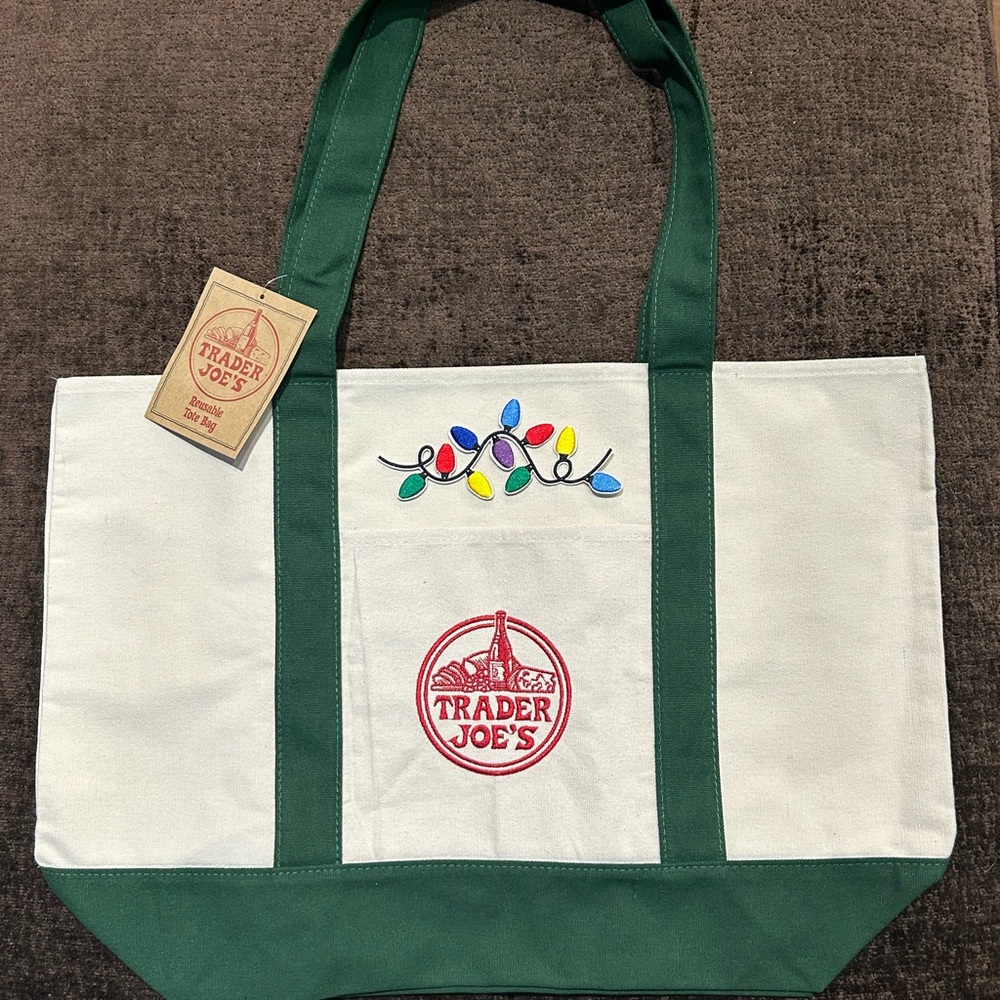 Trader Joe’s large canvas tote/Christmas